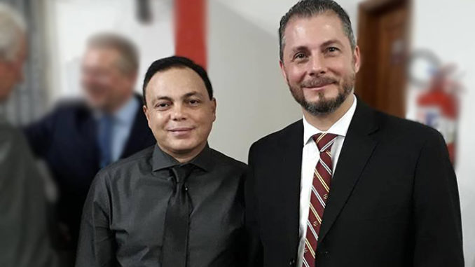 Dr. Paulo Roberto Sandy, empossado como presidente da Comissão dos Direitos da Pessoa Idosa de Mogi Guaçu ao lado do presidente da OAB do Estado de SP, Dr. Caio Augusto Silva dos Santos